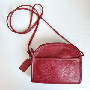 Vtg Coach 9017 Abbie Leather Small Zip Closure Crossbody Purse Bag Red